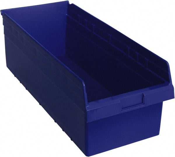 Quantum Storage - 23-5/8" Deep, Blue Polypropylene Hopper Shelf Bin - 8" High x 11-1/8" Wide x 23-5/8" Long - Exact Tooling