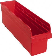 Quantum Storage - 23-5/8" Deep, Red Polypropylene Hopper Shelf Bin - 8" High x 6-5/8" Wide x 23-5/8" Long - Exact Tooling