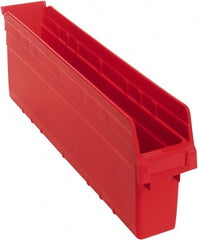 Quantum Storage - 23-5/8" Deep, Red Polypropylene Hopper Shelf Bin - 8" High x 4-3/8" Wide x 23-5/8" Long - Exact Tooling
