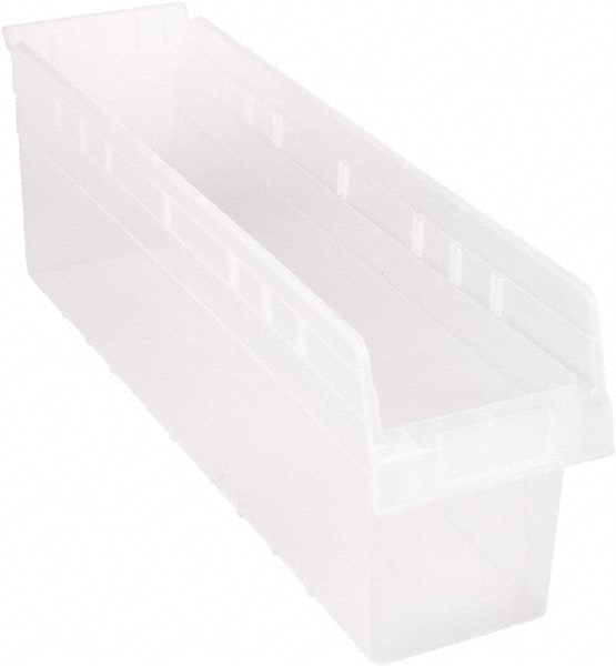 Quantum Storage - 23-5/8" Deep, Clear Polypropylene Hopper Shelf Bin - 8" High x 6-5/8" Wide x 23-5/8" Long - Exact Tooling
