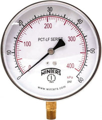 Winters - 4-1/2" Dial, 1/4 Thread, 0-60 Scale Range, Pressure Gauge - Lower Connection Mount, Accurate to 0.01% of Scale - Exact Tooling