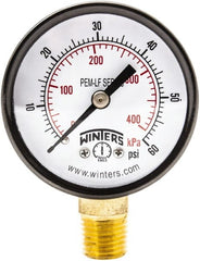 Winters - 2" Dial, 1/4 Thread, 0-60 Scale Range, Pressure Gauge - Lower Connection Mount, Accurate to 3-2-3% of Scale - Exact Tooling