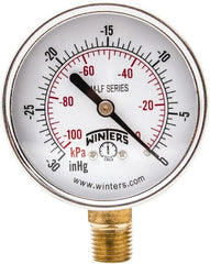 Winters - 2-1/2" Dial, 1/4 Thread, 30" HG Vac Scale Range, Pressure Gauge - Lower Connection Mount, Accurate to 3-2-3% of Scale - Exact Tooling