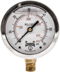 Winters - 2-1/2" Dial, 1/4 Thread, 0-60 Scale Range, Pressure Gauge - Lower Connection Mount, Accurate to 1.5% of Scale - Exact Tooling