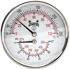 Winters - 3" Dial, 1/2 Thread, 0-75 Scale Range, Pressure Gauge - Center Back Connection Mount, Accurate to 0.03% of Scale - Exact Tooling
