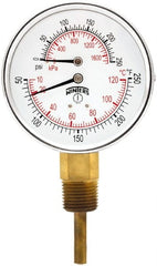 Winters - 3" Dial, 1/2 Thread, 0-250 Scale Range, Pressure Gauge - Lower Connection Mount, Accurate to 0.03% of Scale - Exact Tooling