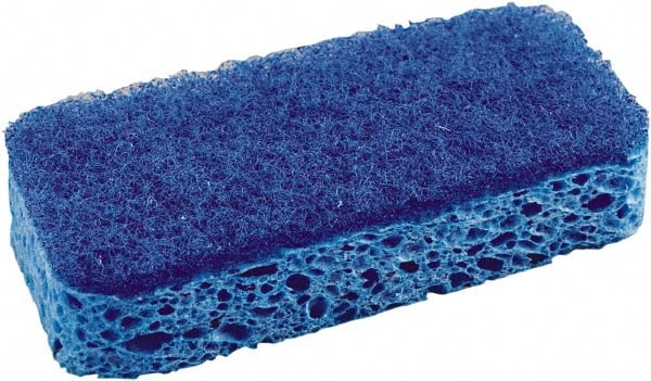 SOS - 4-1/2" Long x 2-1/2" Wide x 0.09" Thick Scouring Sponge - Heavy-Duty, Dark Blue/Light Blue - Exact Tooling