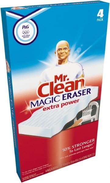Mr. Clean - 2.4" Long x 4.6" Wide x 0.7" Thick Eraser - Heavy-Duty, White - Exact Tooling