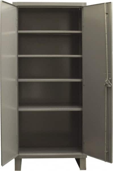 Durham - 4 Shelf Locking Storage Cabinet - Steel, 36" Wide x 18" Deep x 78" High, Gray - Exact Tooling