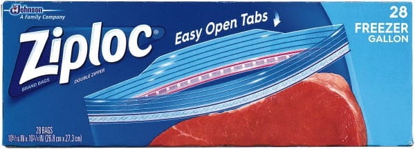 Ziploc - 30 Piece, 1 Gallon Capacity, 9.6 Inch Wide x 12.1 Inch High, Ziploc Freezer Bag - 9 Pack, 2.7 mil Thick, Plastic - Exact Tooling