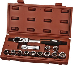 Paramount - 13 Piece 3/4" Drive Deep Well Socket Set - 12 Points, 10mm to 19mm Range, Metric Measurement Standard - Exact Tooling