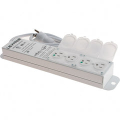 Leviton - 4 Outlets, 125 VAC15 Amps, 7' Cord, Standard Power Outlet Strip - Wall/Surface Mount, 5-20 NEMA Configuration, 1' Strip, UL 60601-1 - Exact Tooling