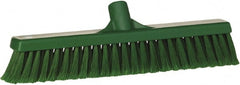 Vikan - 16" Fine Particle Synthetic Push Broom - 2" Bristle Length, Plastic Block, European Threaded Handle Connection - Exact Tooling