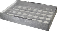Made in USA - 40 Collet, ER32 Plastic Collet Rack and Tray - 9-1/2 Inch Wide x 2-1/8 Inch High x 13-5/8 Inch Long, Clear Sliding Lid - Exact Tooling