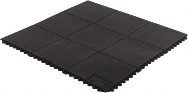 Wearwell - 3' Long x 3' Wide, Dry/Wet Environment, Anti-Fatigue Matting - Black, CFR Rubber with CFR Rubber Base, Straight - Exact Tooling