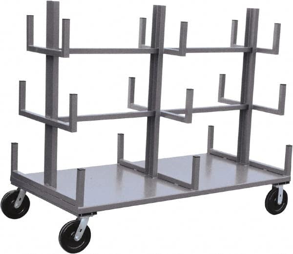 Jamco - 4,000 Lb Capacity Bar & Pipe Truck - Steel Deck, 48" OAW, 11" Platform Height, Phenolic Casters - Exact Tooling