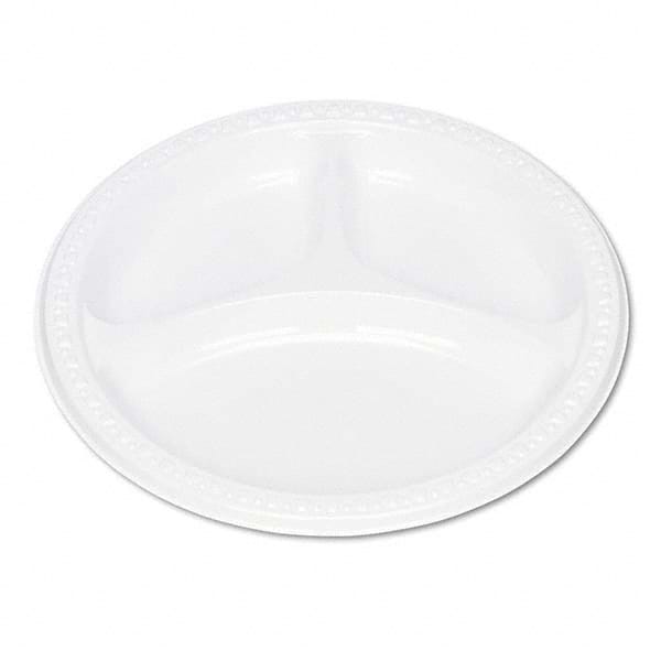 Tablemate Products - Plastic Dinnerware, Compartment Plates, 9" Diam, White, 125/Pack - Exact Tooling
