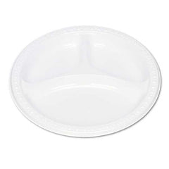 Tablemate Products - Plastic Dinnerware, Compartment Plates, 9" Diam, White, 125/Pack - Exact Tooling
