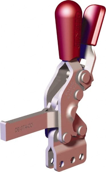 De-Sta-Co - 607 Lb Holding Capacity, Vertical Handle, Manual Hold Down Toggle Clamp - 66° Handle Movement, 75° Bar Opening, Solid Bar, Straight Base, Carbon Steel - Exact Tooling
