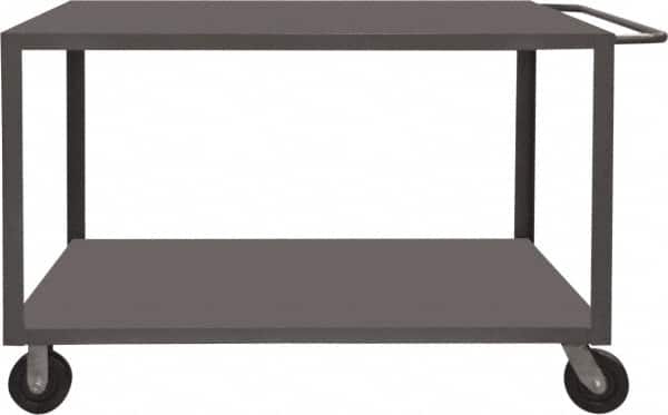 Durham - 4,000 Lb Capacity, 36" Wide x 48" Long x 37-1/2" High Heavy Duty Service Cart - 2 Shelf, Steel, 2 Rigid/2 Swivel Casters - Exact Tooling