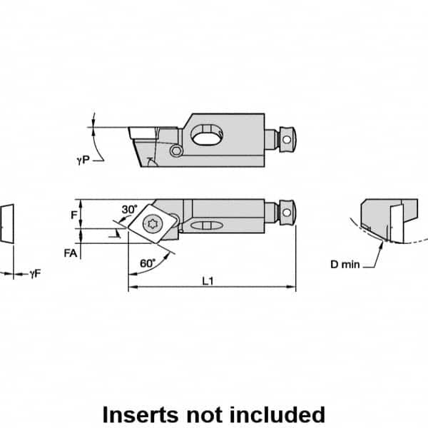 Kennametal - Series Screw-On, Left Hand, SCTP Toolholder Compatibility, CP.. Insert Compatibility, Indexable Turning Cartridge - Screw Holding Method, 32mm OAL x 7mm OAW x 11mm OAH - Exact Tooling