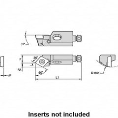Kennametal - Series Screw-On, Left Hand, SCTP Toolholder Compatibility, CP.. Insert Compatibility, Indexable Turning Cartridge - Screw Holding Method, 32mm OAL x 7mm OAW x 11mm OAH - Exact Tooling