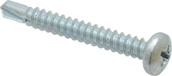 Value Collection - #10, Pan Head, Phillips Drive, 1-1/2" Length Under Head, #2 Point, Self Drilling Screw - Grade 1016-1024 Steel, Zinc-Plated Finish - Exact Tooling