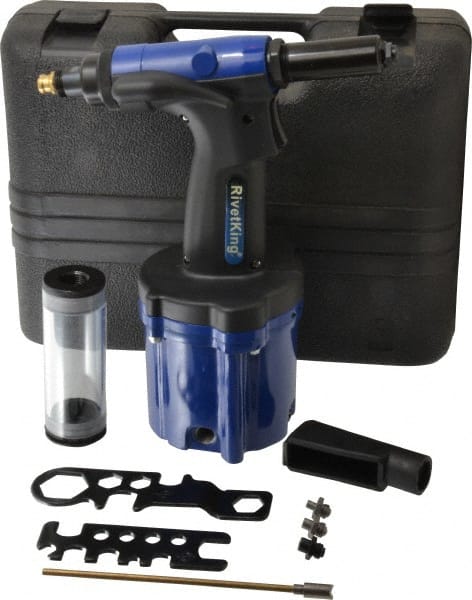 RivetKing - Up to 3/16" Capacity, Air Riveting Hammer - 5/8" Long Stroke, 1/4" Inlet - Exact Tooling