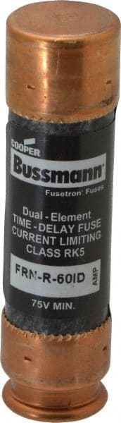 Cooper Bussmann - 125 VDC, 250 VAC, 60 Amp, Time Delay General Purpose Fuse - Fuse Holder Mount, 76.2mm OAL, 20 at DC, 200 (RMS) kA Rating, 20.6mm Diam - Exact Tooling