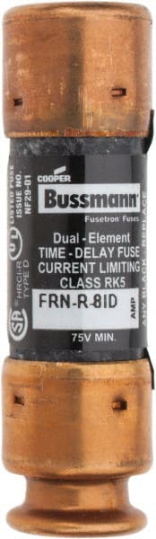 Cooper Bussmann - 125 VDC, 250 VAC, 8 Amp, Time Delay General Purpose Fuse - Fuse Holder Mount, 50.8mm OAL, 20 at DC, 200 (RMS) kA Rating, 14.3mm Diam - Exact Tooling
