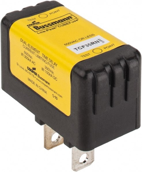 Cooper Bussmann - 300 VDC, 600 VAC, 35 Amp, Time Delay Finger Safe Fuse - Plug-in Mount, 54.1mm OAL, 100 at DC, 200 (CSA RMS), 300 (UL RMS) kA Rating - Exact Tooling