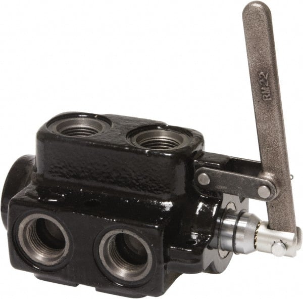 Parker - 25 GPM 3/4 Inlet Cast Iron Hydraulic Control Valve - 1-1/16 - 12 Thread, 3,000 psi, 4.38" Wide x 8-1/2" Long - Exact Tooling