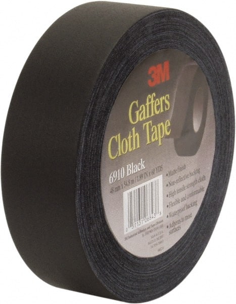 3M - 48mm x 54.8m Black Gaffers Tape - 12 mil, Rubber Adhesive, Vinyl Backing, 45 Lb/ln Tensile Strength, Series 6910 - Exact Tooling