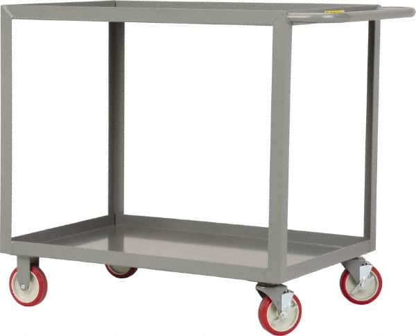 Little Giant - 1,200 Lb Capacity, 18" Wide x 24" Long x 35" High Service Cart - 2 Shelf, Steel, 2 Rigid/2 Swivel Casters - Exact Tooling