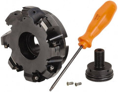 Kennametal - 8 Inserts, 4.744" Cutter Diam, 0.087" Max Depth of Cut, Indexable High-Feed Face Mill - 1-1/4" Arbor Hole Diam, 1.77" High, KSHR Toolholder, HNGJ 0905.. Inserts, Series Dodeka High-Feed - Exact Tooling