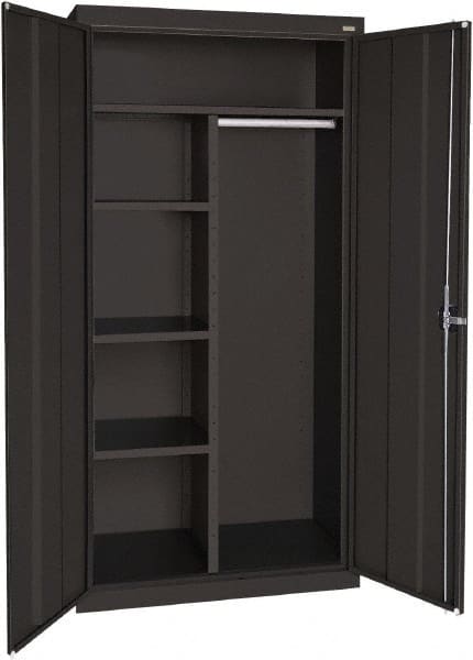 Sandusky Lee - 5 Shelf Combination Storage Cabinet - Steel, 46" Wide x 24" Deep x 72" High, Black - Exact Tooling