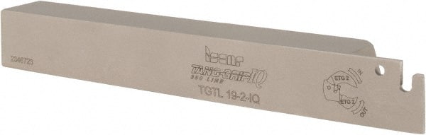 Iscar - External Thread, 0.69" Max Depth of Cut, 0.071" Min Groove Width, 4-1/2" OAL, Left Hand Indexable Grooving Cutoff Toolholder - 3/4" Shank Height x 3/4" Shank Width, TAG Insert Style, TGT Toolholder Style, Series Tang-GripIQ - Exact Tooling