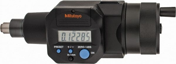 Mitutoyo - 0 to 50.8mm Range, 11mm Spindle Diameter, Flat Spindle Electronic Micrometer Head - 0.00005" Resolution, 0.00015" Accuracy, Data Output - Exact Tooling