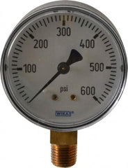Wika - 2-1/2" Dial, 1/4 Thread, 0-600 Scale Range, Pressure Gauge - Lower Connection Mount, Accurate to 3-2-3% of Scale - Exact Tooling