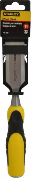 Stanley - 9" OAL x 1-1/4" Blade Width Wood Chisel - 1-1/4" Tip, Polypropylene Handle - Exact Tooling