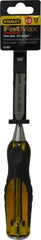 Stanley - 9" OAL x 1/2" Blade Width Wood Chisel - 1/2" Tip, Acetate & Rubber Grip Handle - Exact Tooling