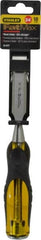 Stanley - 9" OAL x 3/4" Blade Width Wood Chisel - 3/4" Tip, Acetate & Rubber Grip Handle - Exact Tooling