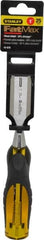 Stanley - 9" OAL x 1" Blade Width Wood Chisel - 1" Tip, Acetate & Rubber Grip Handle - Exact Tooling