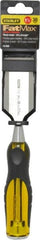 Stanley - 9" OAL x 1-1/2" Blade Width Wood Chisel - 1-1/2" Tip, Acetate & Rubber Grip Handle - Exact Tooling