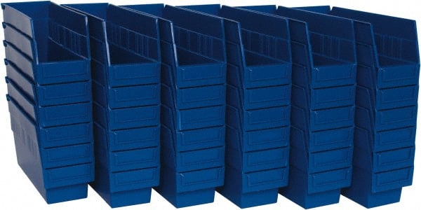 Quantum Storage - 50 Lb. Load Capacity, 11-5/8" Deep, Blue Polypropylene Hopper Shelf Bin - 6" High x 4-1/8" Wide x 11-5/8" Long - Exact Tooling