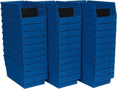 Quantum Storage - 50 Lb. Load Capacity, 11-5/8" Deep, Blue Polypropylene Hopper Shelf Bin - 6" High x 6-5/8" Wide x 11-5/8" Long - Exact Tooling