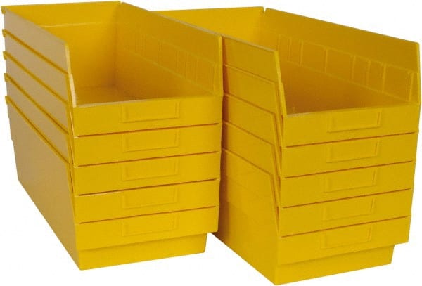 Quantum Storage - 50 Lb. Load Capacity, 17-7/8" Deep, Yellow Polypropylene Hopper Shelf Bin - 6" High x 8-3/8" Wide x 17-7/8" Long - Exact Tooling