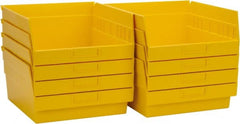 Quantum Storage - 50 Lb. Load Capacity, 11-5/8" Deep, Yellow Polypropylene Hopper Shelf Bin - 6" High x 11-1/8" Wide x 11-5/8" Long - Exact Tooling