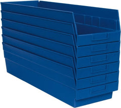 Quantum Storage - 50 Lb. Load Capacity, 23-5/8" Deep, Blue Polypropylene Hopper Shelf Bin - 6" High x 8-3/8" Wide x 23-5/8" Long - Exact Tooling