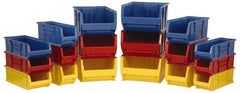 Quantum Storage - 100 Lb. Load Capacity, 35-7/8" Deep, Red Polypropylene Hopper Stacking Bin - 17-1/2" High x 19-7/8" Wide x 35-7/8" Long - Exact Tooling